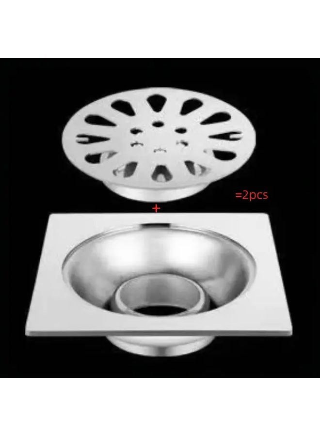 Type B 2 Piece Stainless Steel Bathroom Drain Set With Hair Catcher For Kitchen Laundry - Image 1